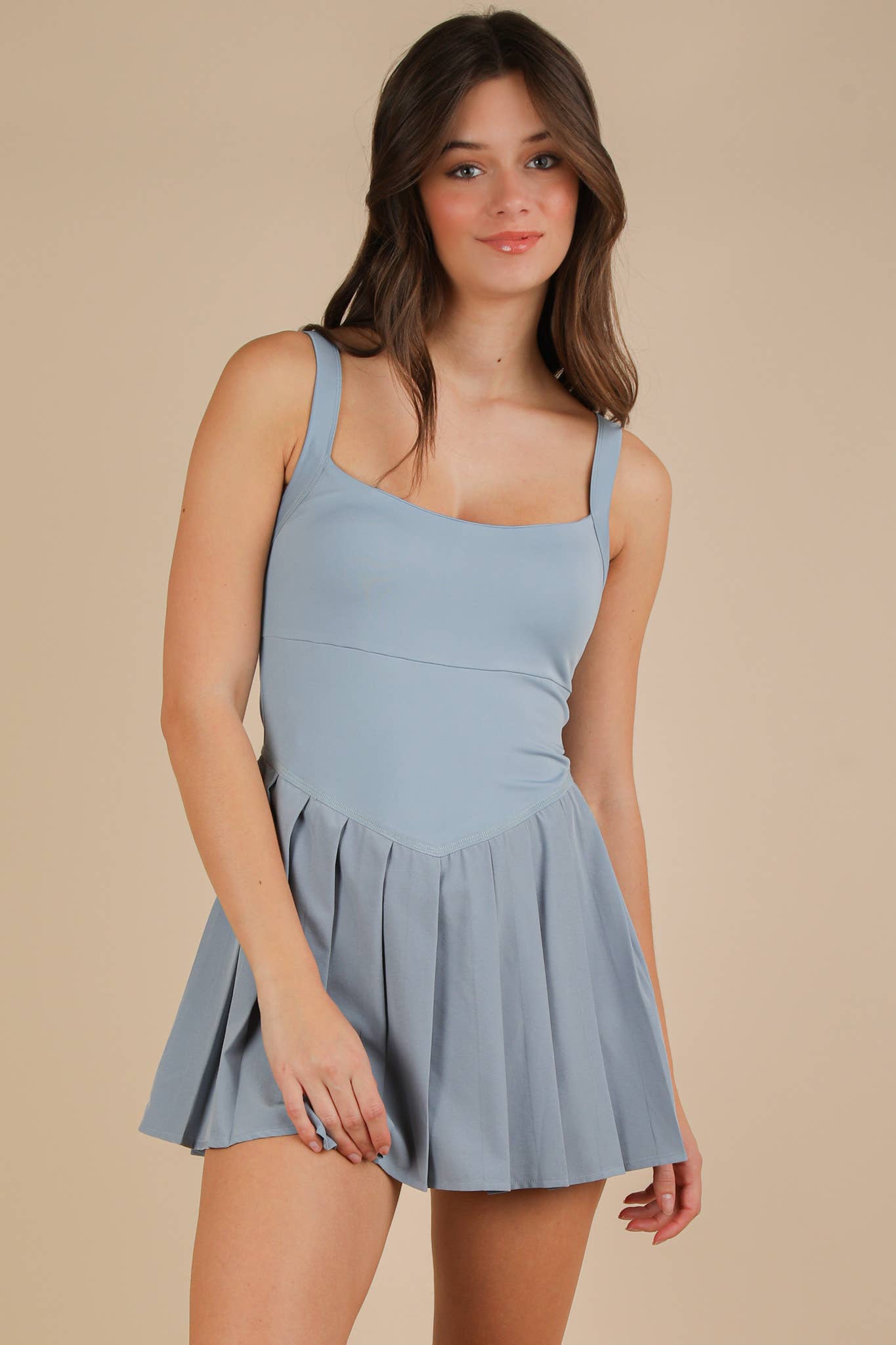 Light Blue Pleated Skirt Activewear Dress