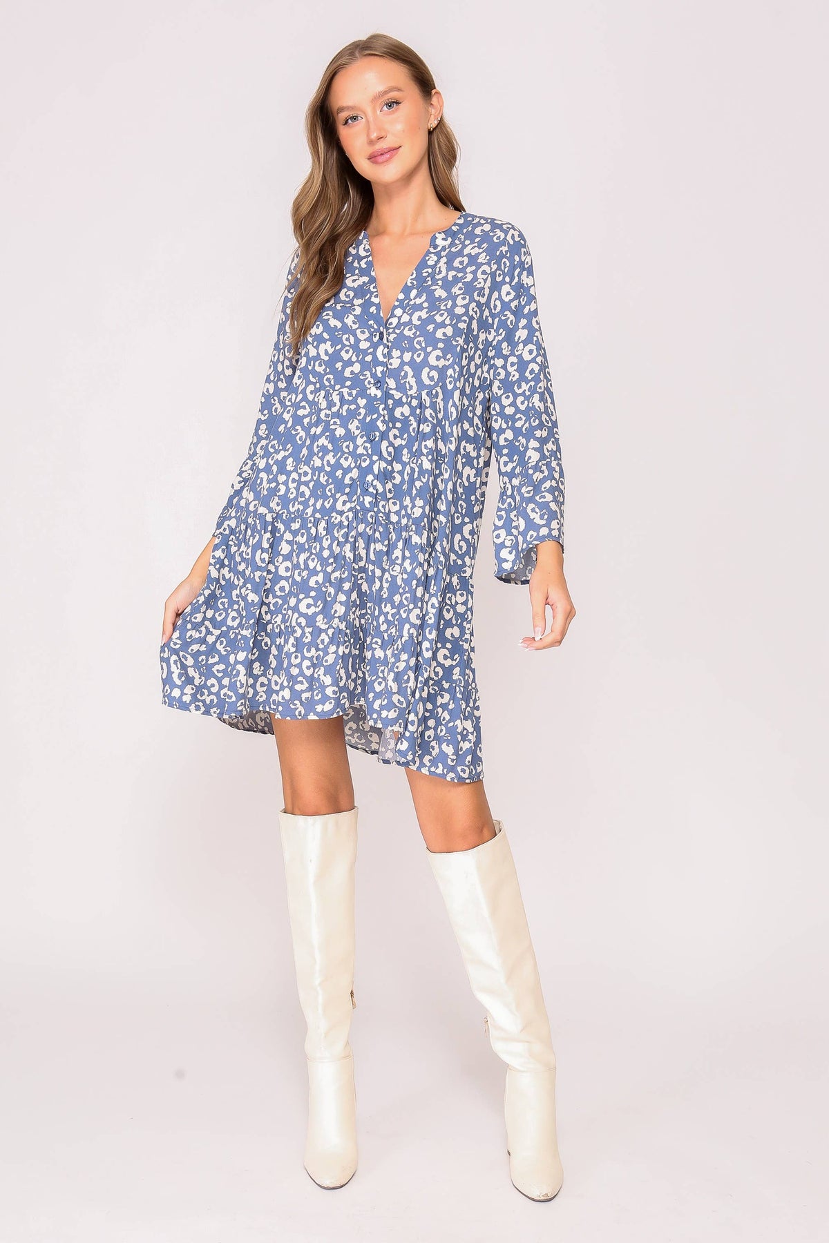 Leopard Print Tiered Boho Dress