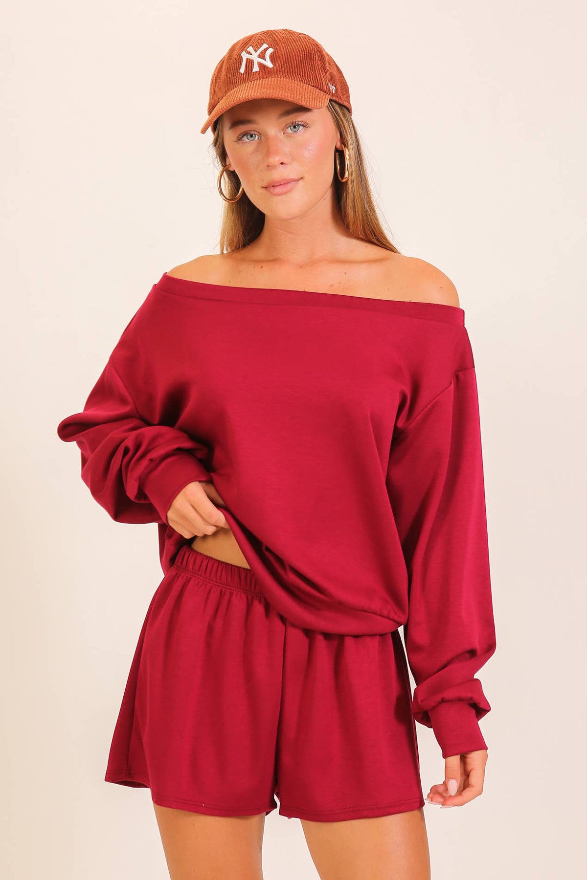 Off-Shoulder Lounge Short Set