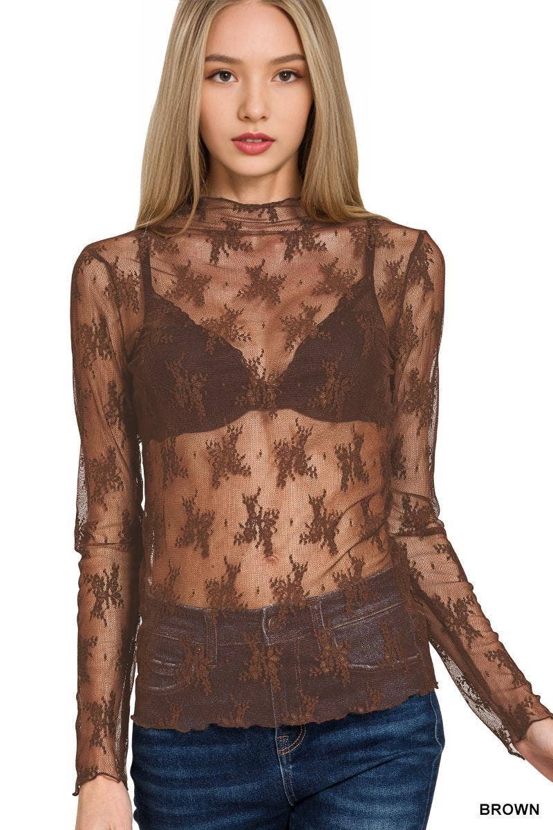 Lace See Through Layering Top Zenana