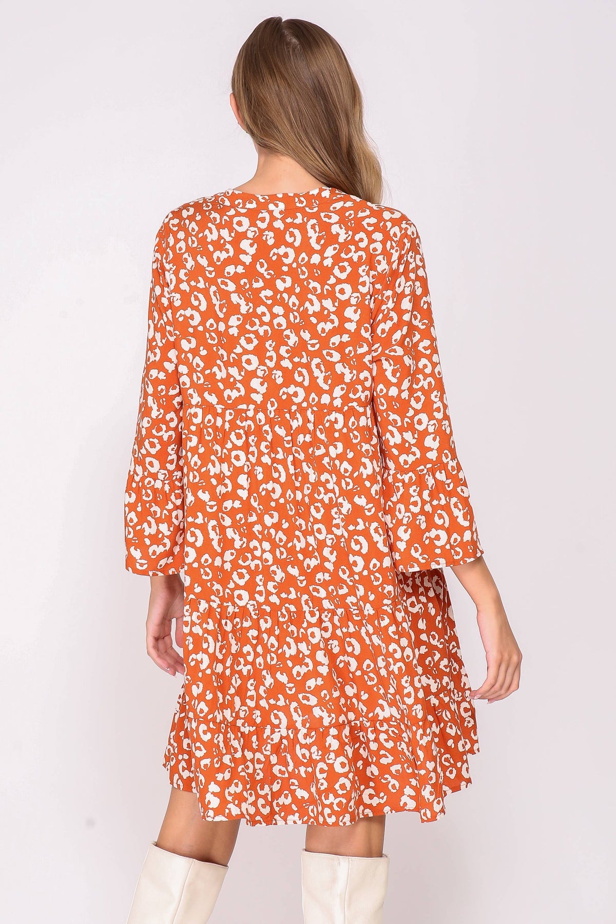 Leopard Print Tiered Boho Dress