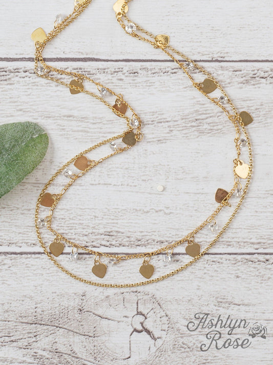 Keeper Of The Heart Double Chain Gold Necklace