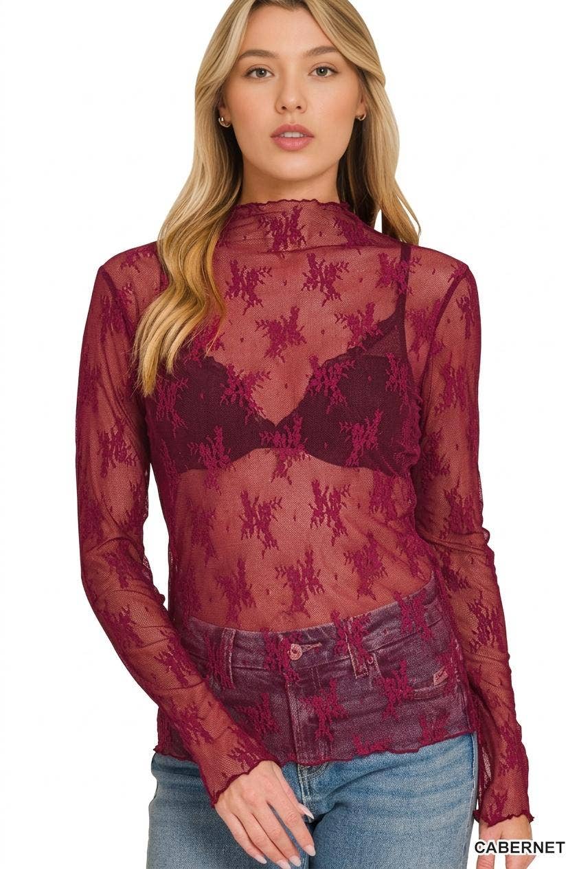 Lace See Through Layering Top Zenana