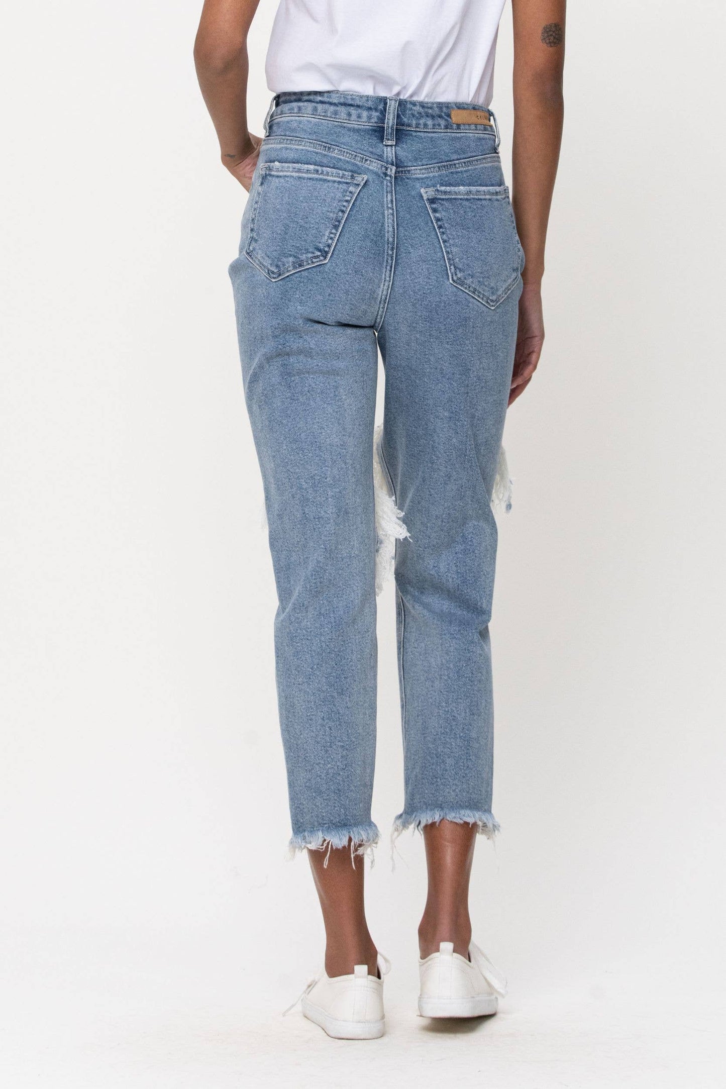 Cello High Rise Distress Crop Straight