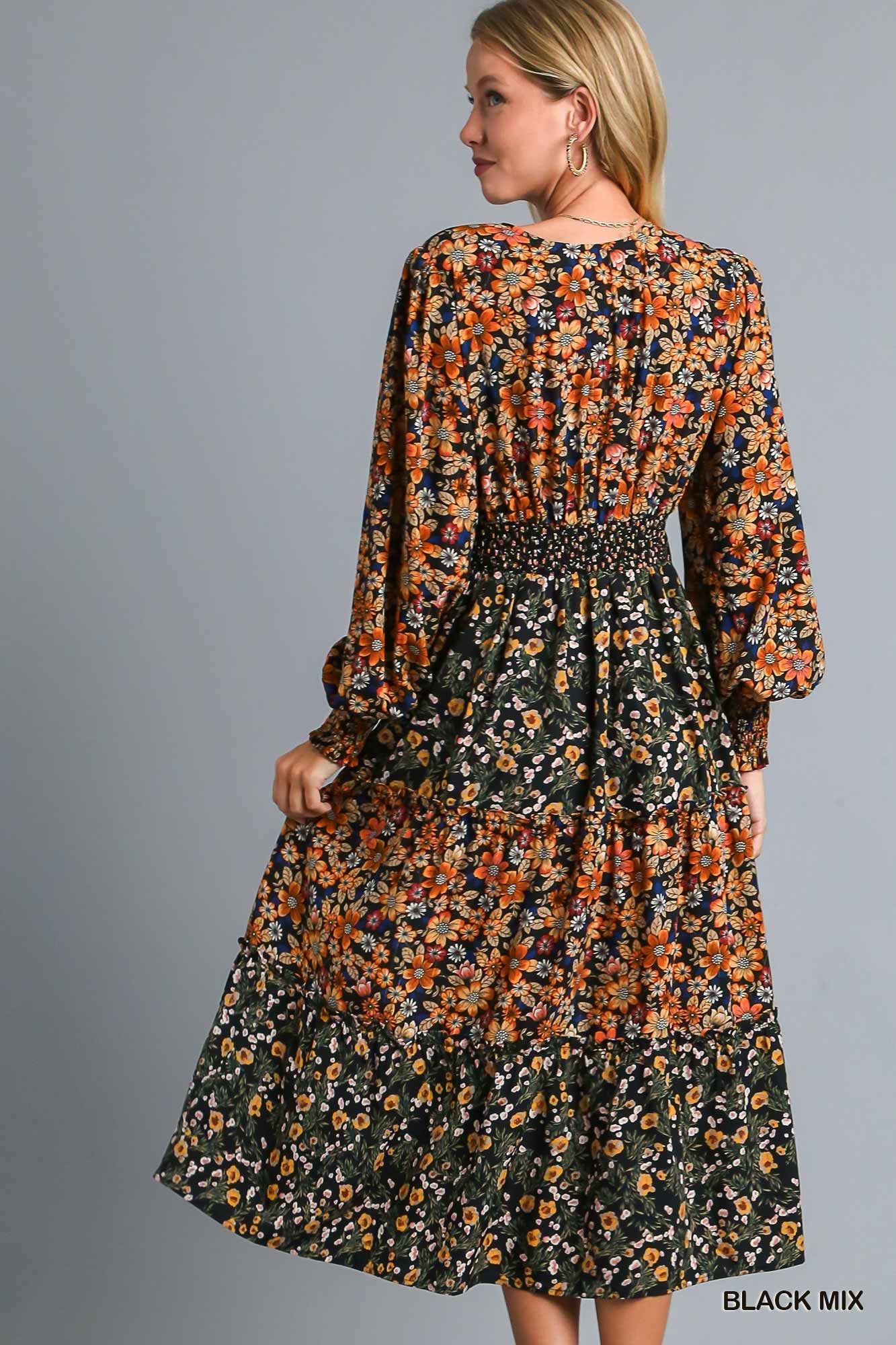 It's Your Place Black Multi Floral Midi Dress