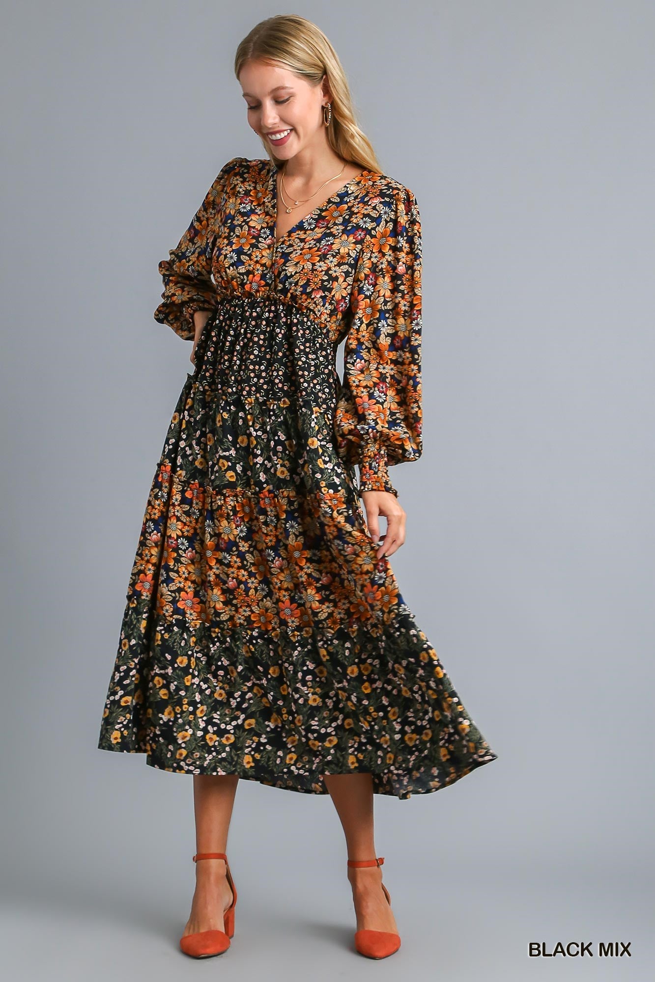 It's Your Place Black Multi Floral Midi Dress