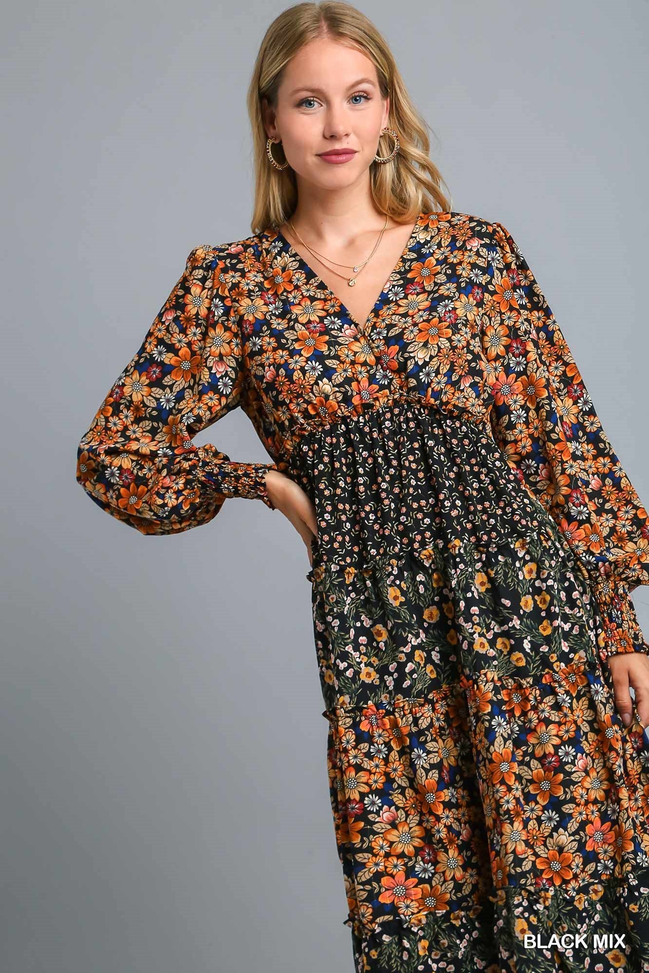 It's Your Place Black Multi Floral Midi Dress