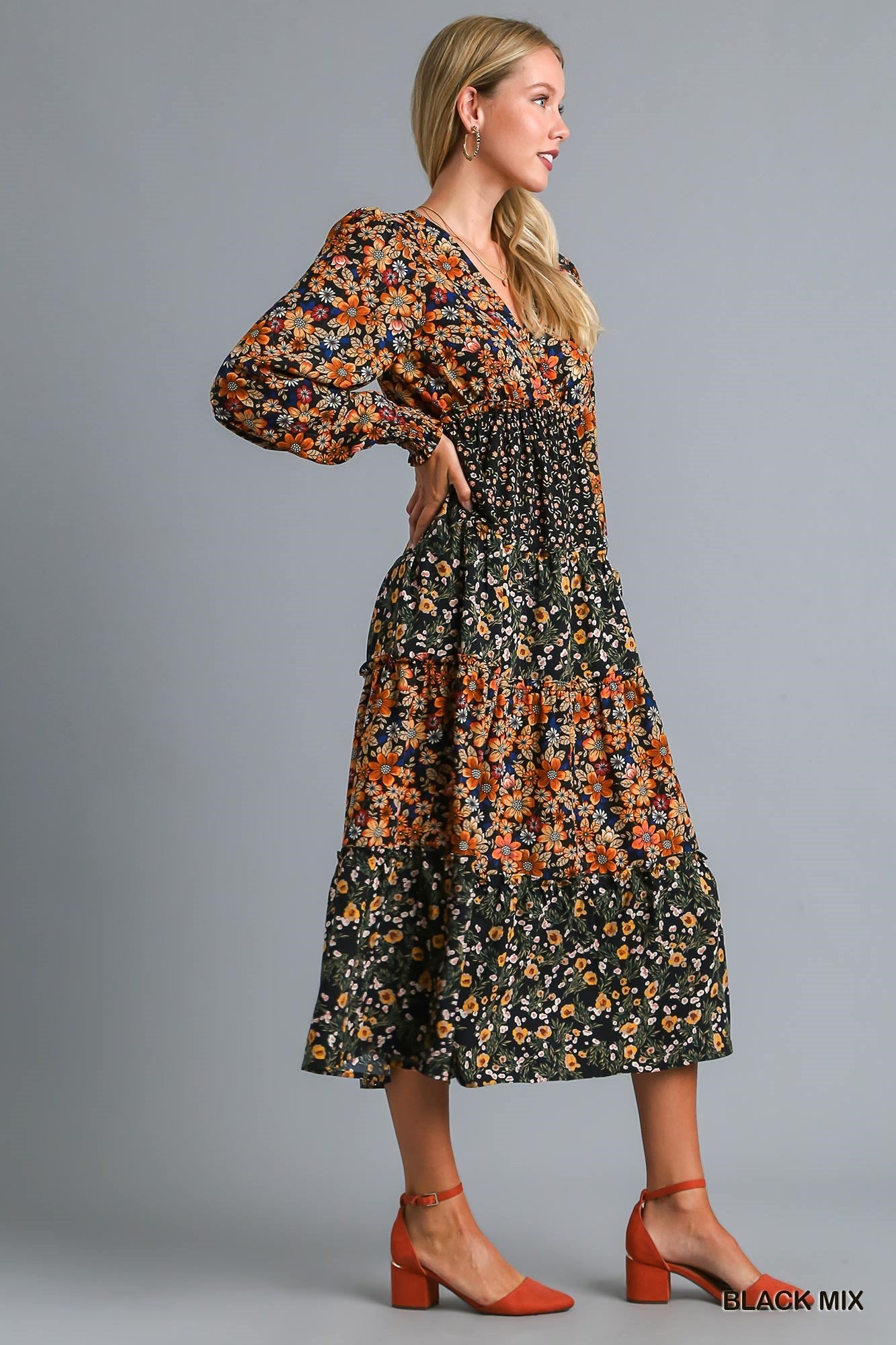 It's Your Place Black Multi Floral Midi Dress