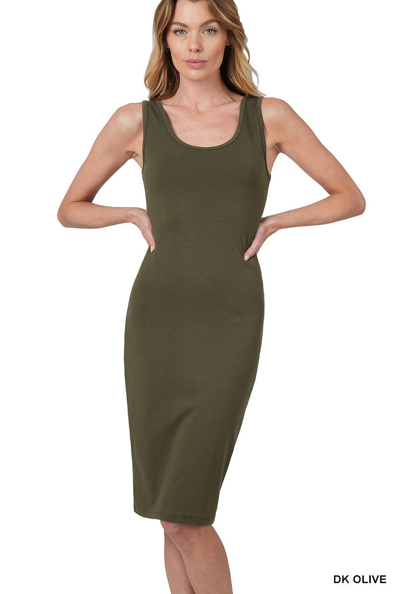 My Final Call Olive Midi Tank Dress