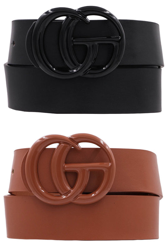 Metal Buckle Faux Leather Belt *2 COLORS