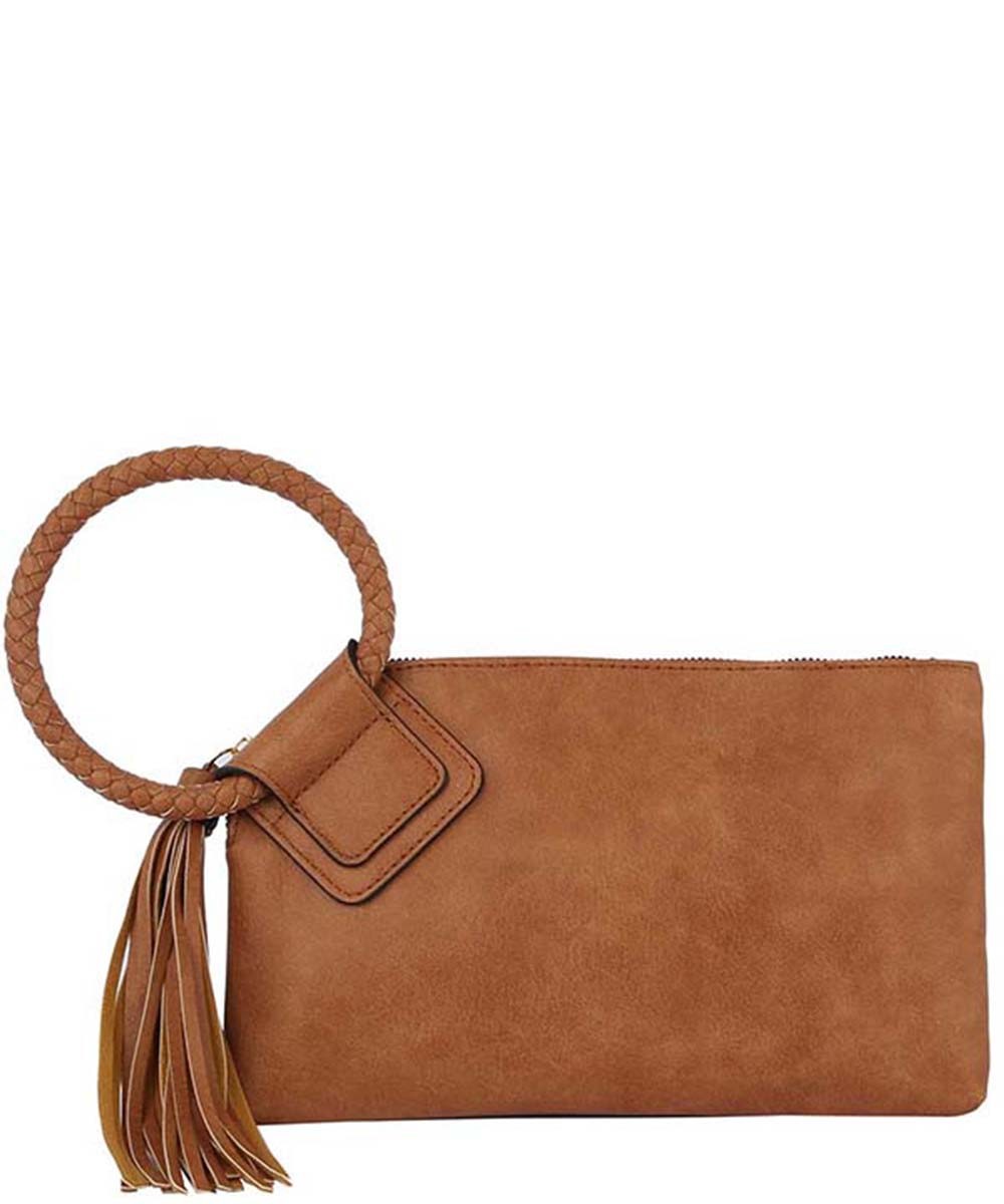 Tan Hobo Wristlet Clutch