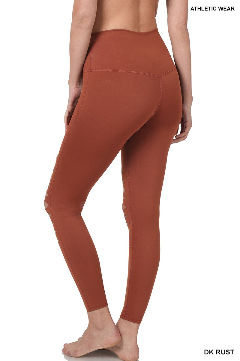 She's Torn Rust Laser Cut Out Leggings