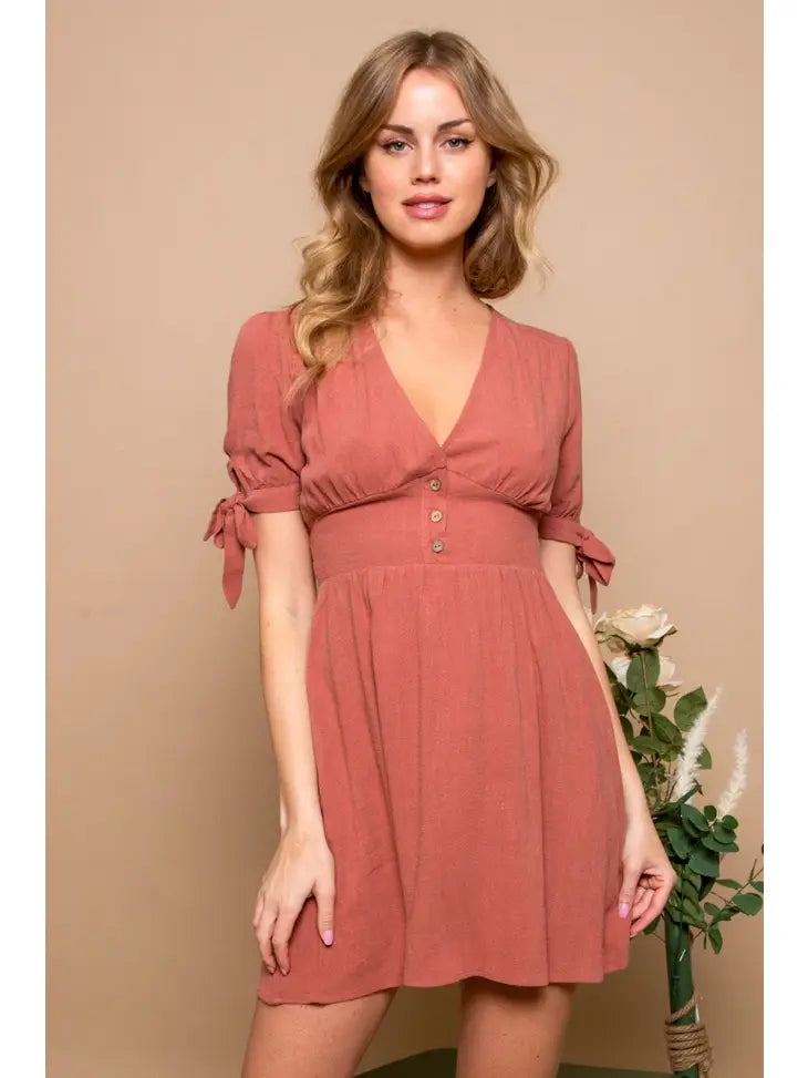 Somewhere You've Never Been Red Brown Mini Dress