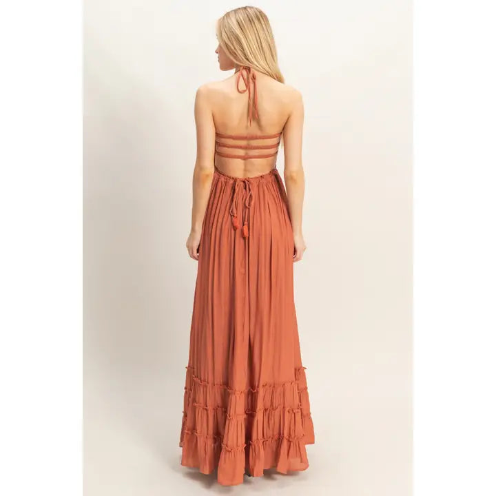 Smocked Halter Maxi Dress