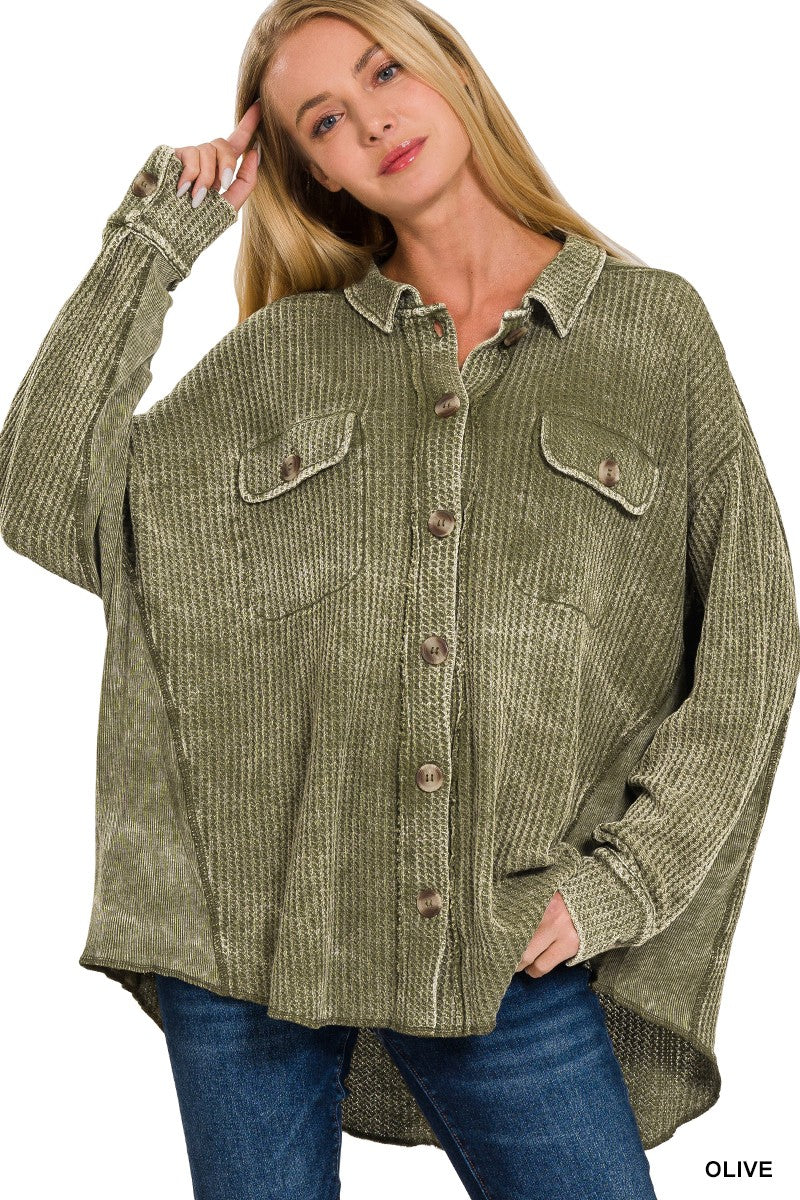 You Complete Me Olive Waffle Knit