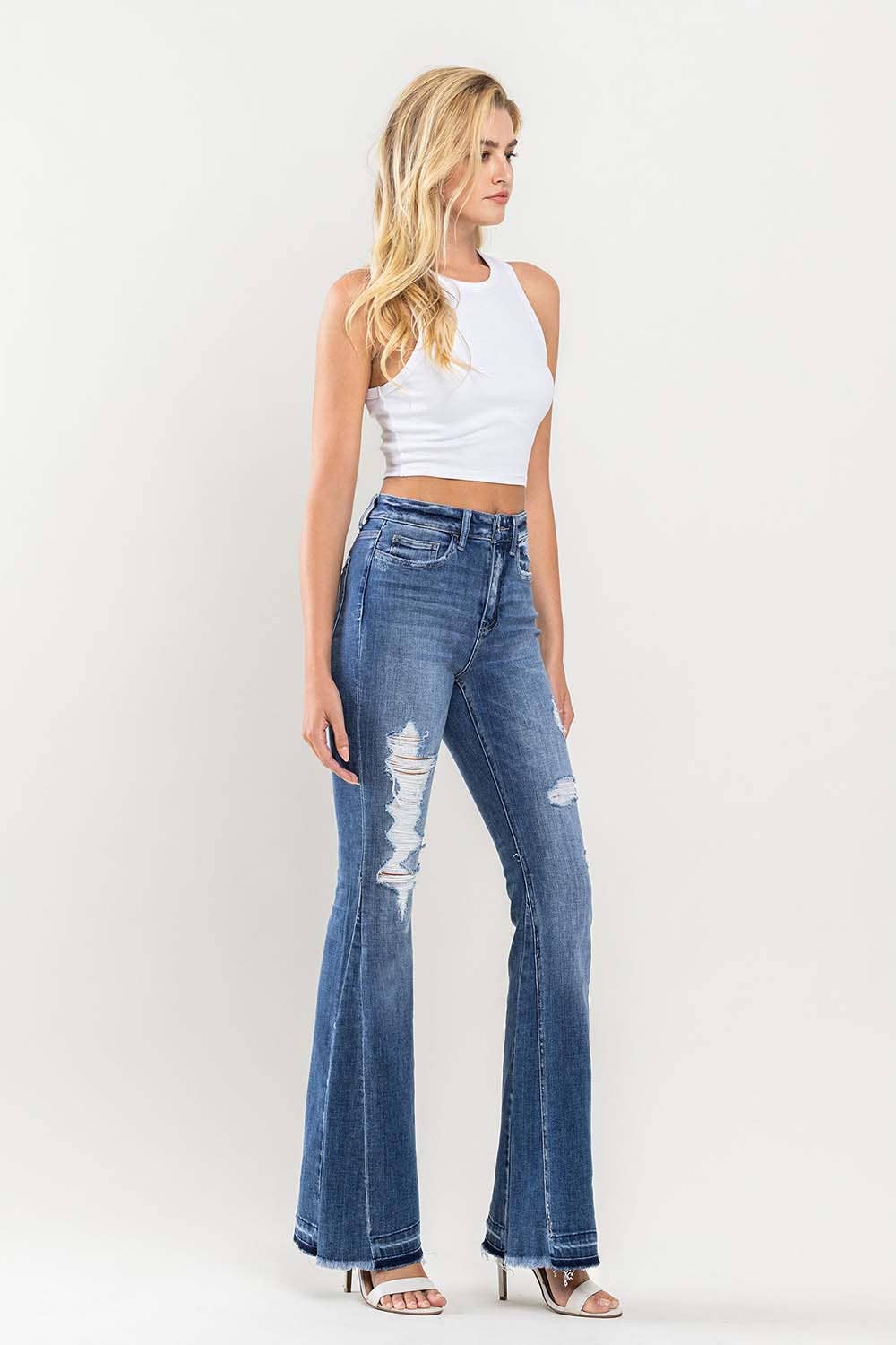 Flying Monkey Farewell High Rise Distressed Flare Jeans