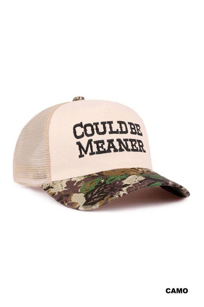 Could Be Meaner Two Tone Mesh Snapback Hat  Zenana Consgt.