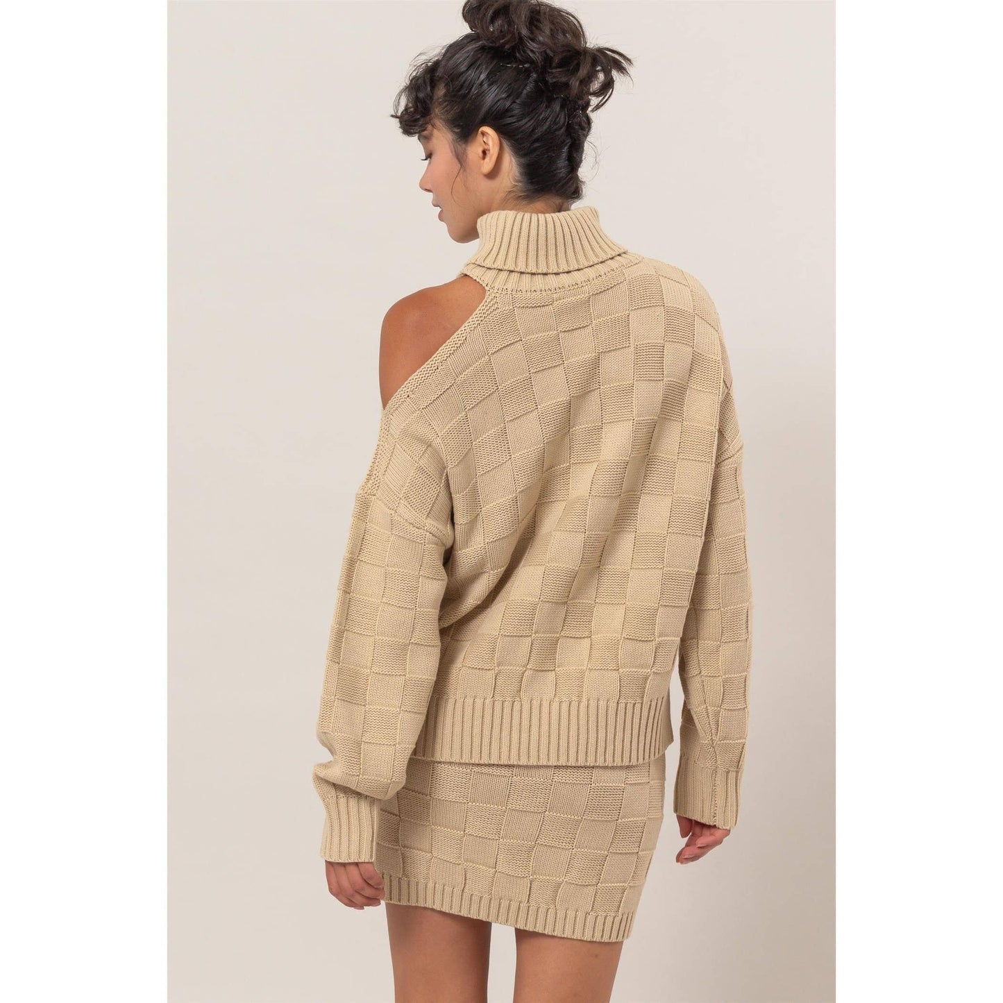 Basketweave Sweater And Skirt Set