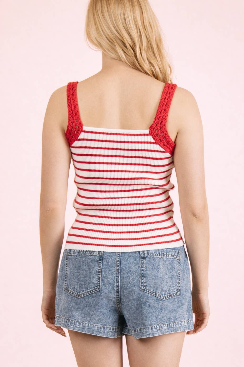 Crochet Striped Knit Tank Top