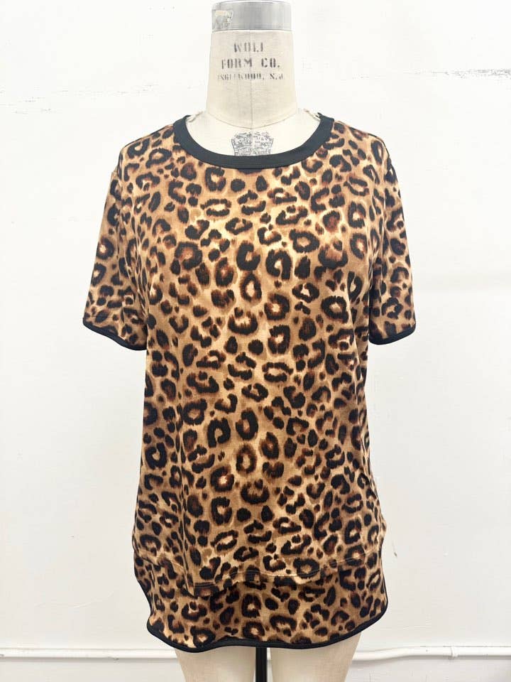 Leopard Print Ringer Tee & Skort Set
