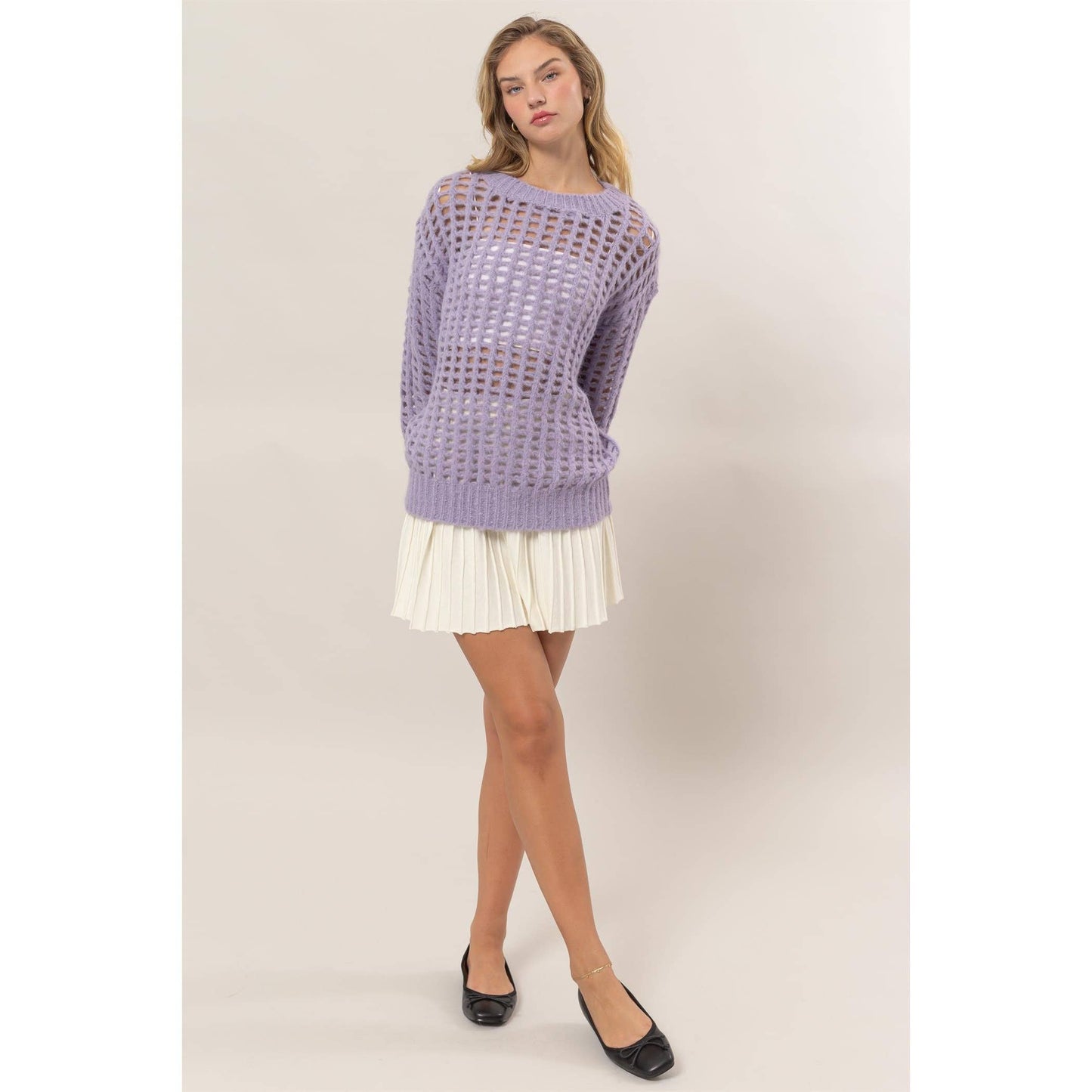 Open Stitch Long Sleeve Sweater