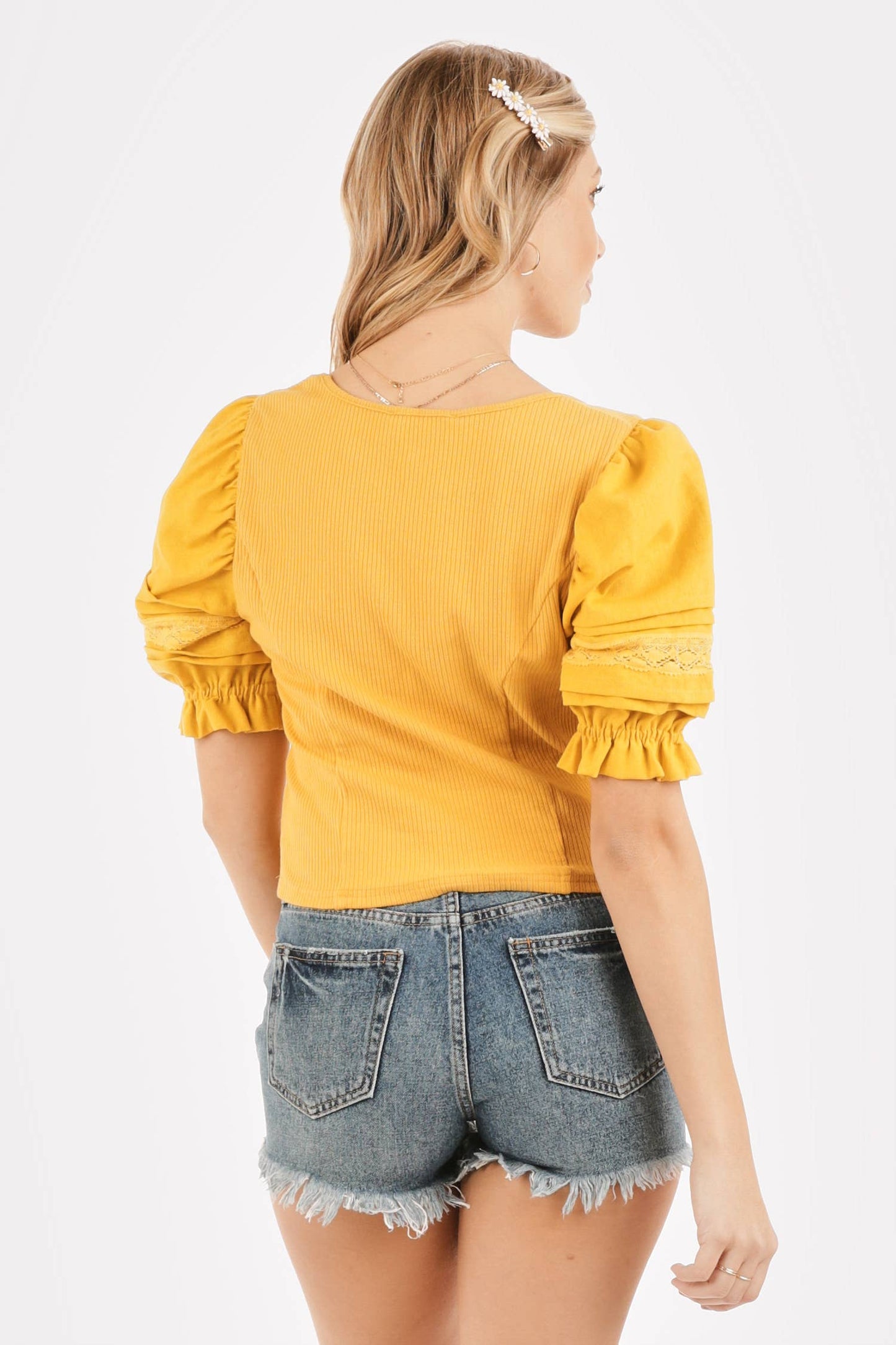 Scoop Neck Puffy Sleeve Top