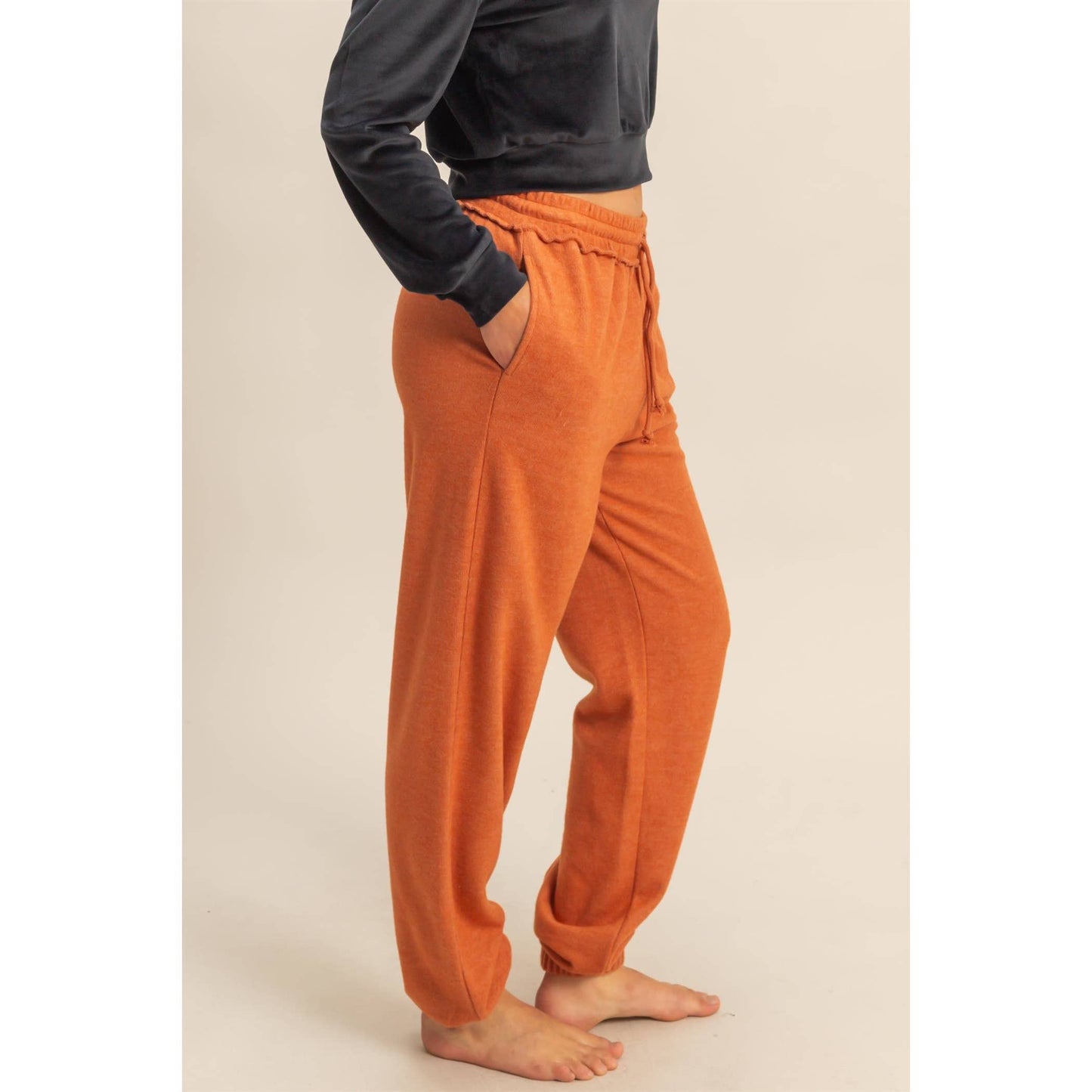 Reverse Seam High-Waisted Jogger Pants