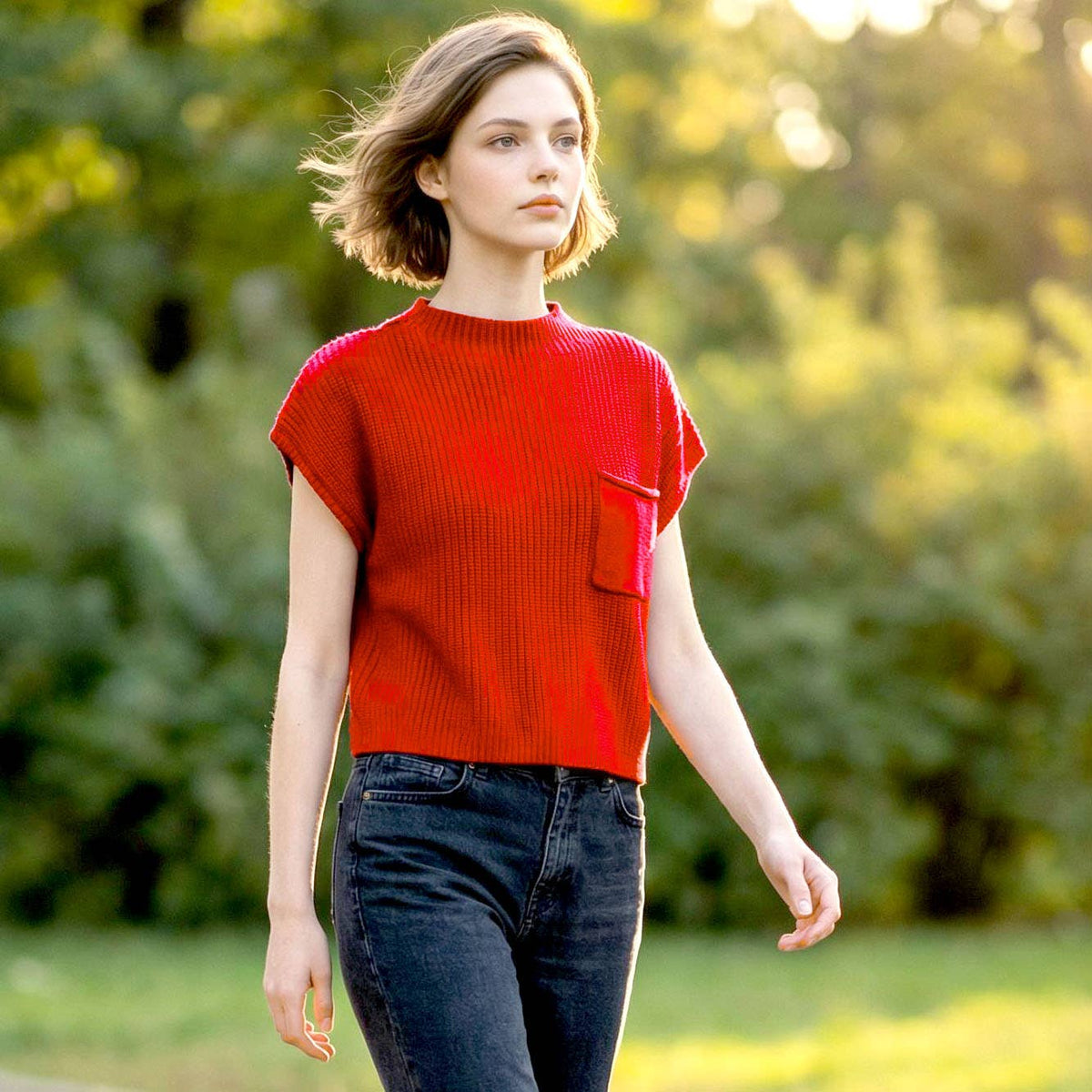 `Mock Neck Short Sleeve Sweater - Zenana: ASH JADE-166285 / L