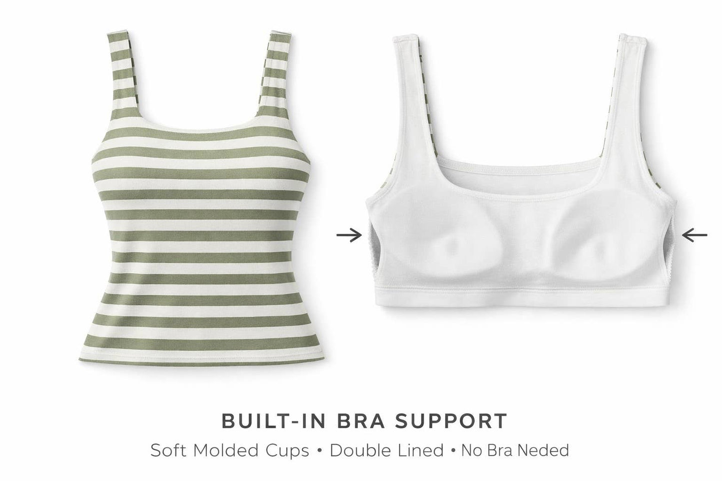 RK57097S - Y/D STRIPE DOUBLE SCOOP NK RIBBED TANK WITH BRA P
