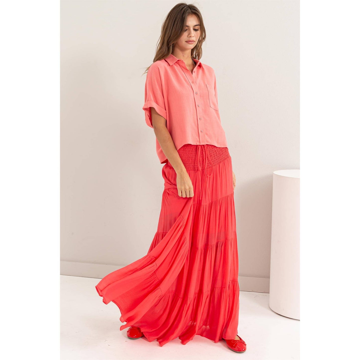 Say You Will Coral Maxi Skirt