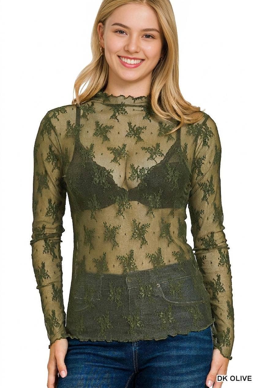 Lace See Through Layering Top Zenana