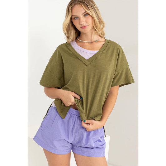 Up For It Oversized Raw Edge VNeck