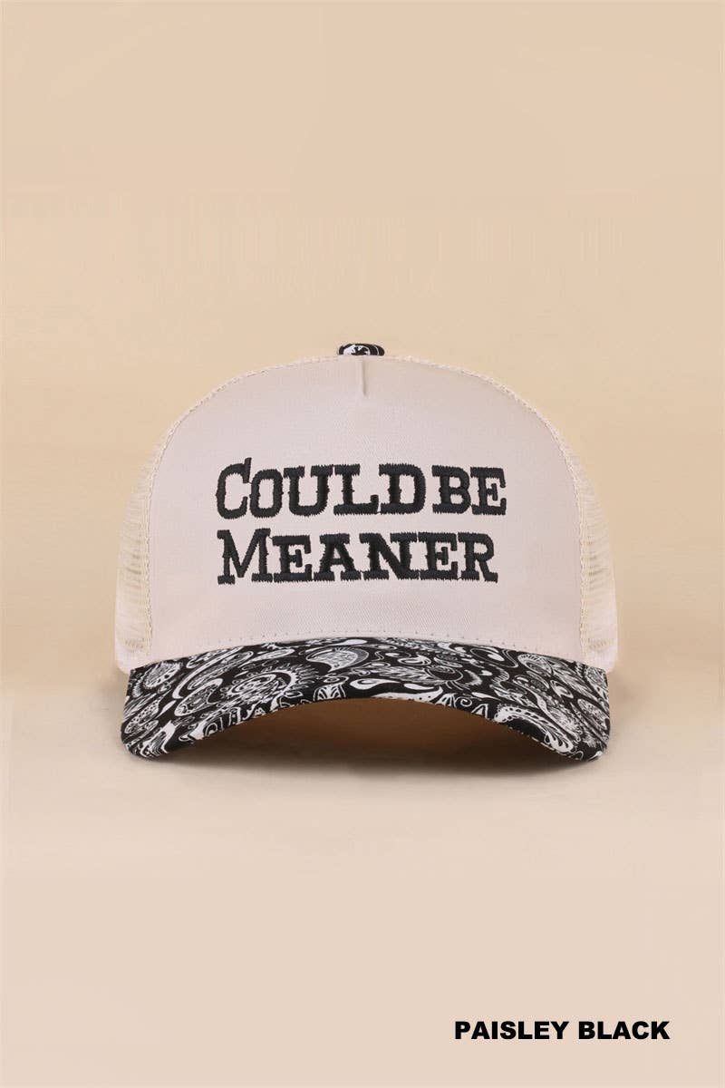 Could Be Meaner Two Tone Mesh Snapback Hat  Zenana Consgt.