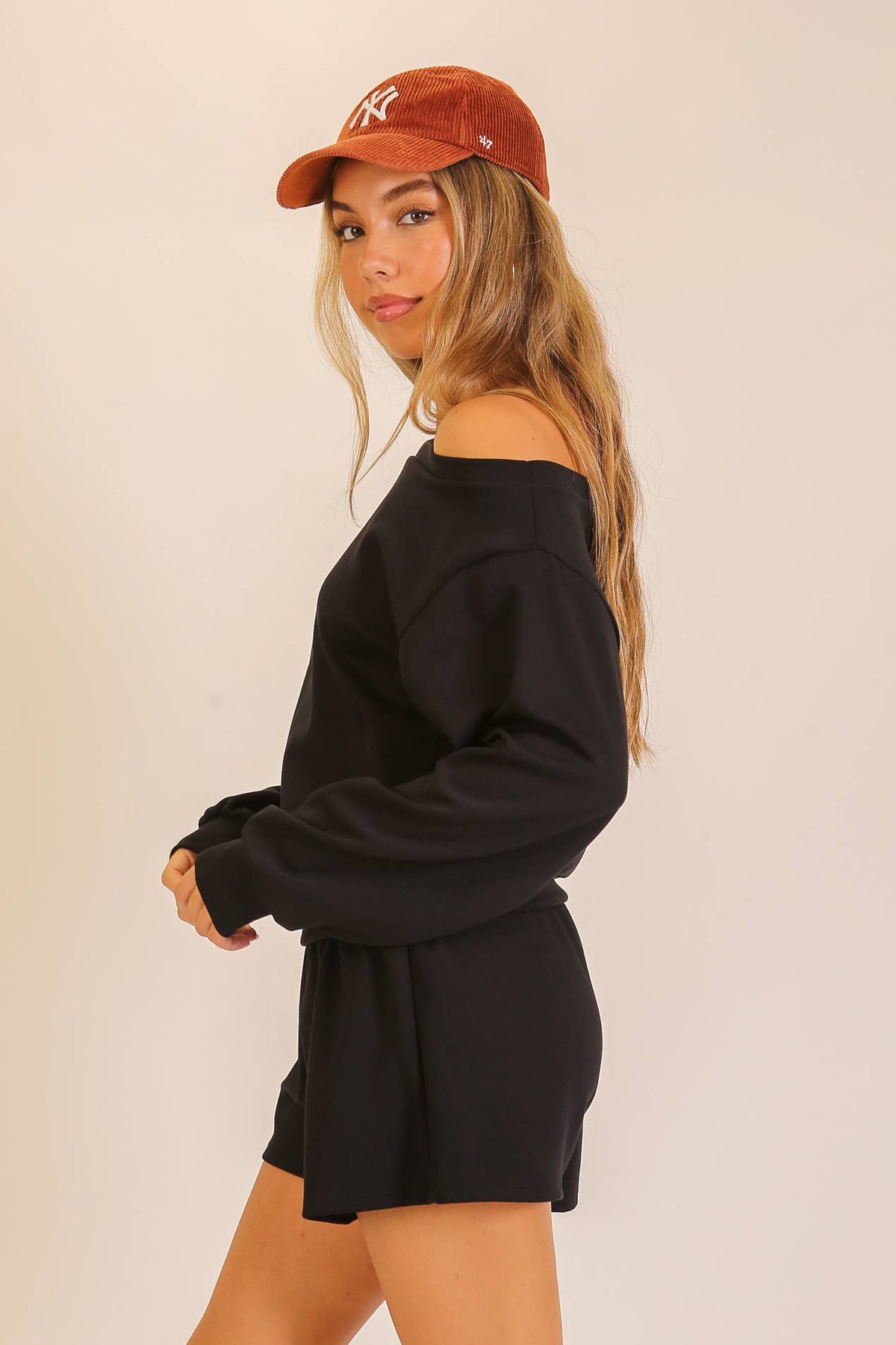Off-Shoulder Lounge Short Set