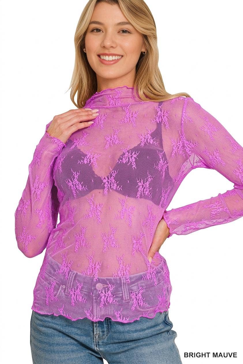 Lace See Through Layering Top Zenana