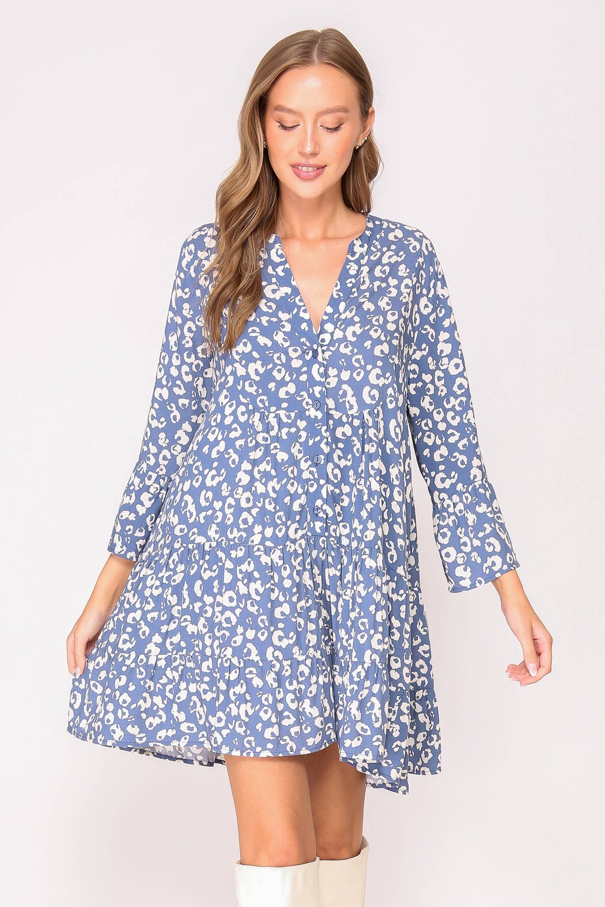 Leopard Print Tiered Boho Dress