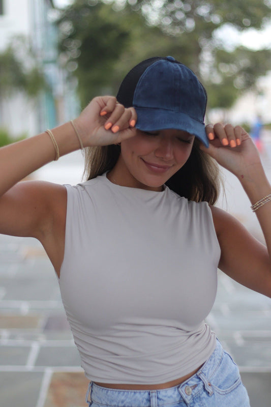 High Ponytail Navy Hat