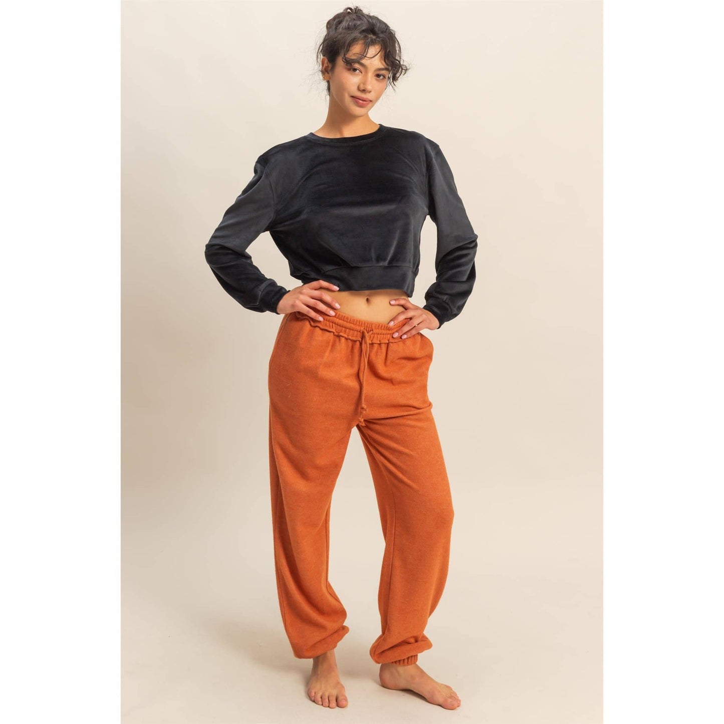 Reverse Seam High-Waisted Jogger Pants