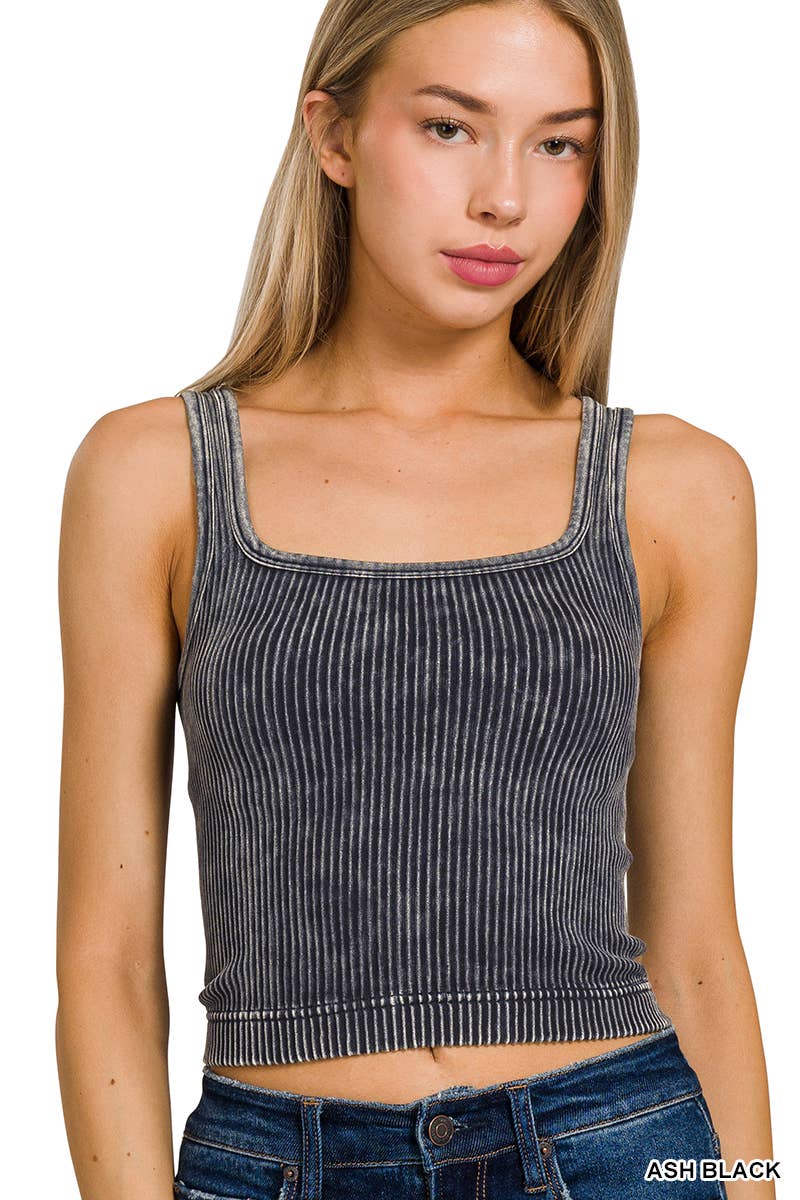 ",.....Premium Washed Seamless 2-way Tank