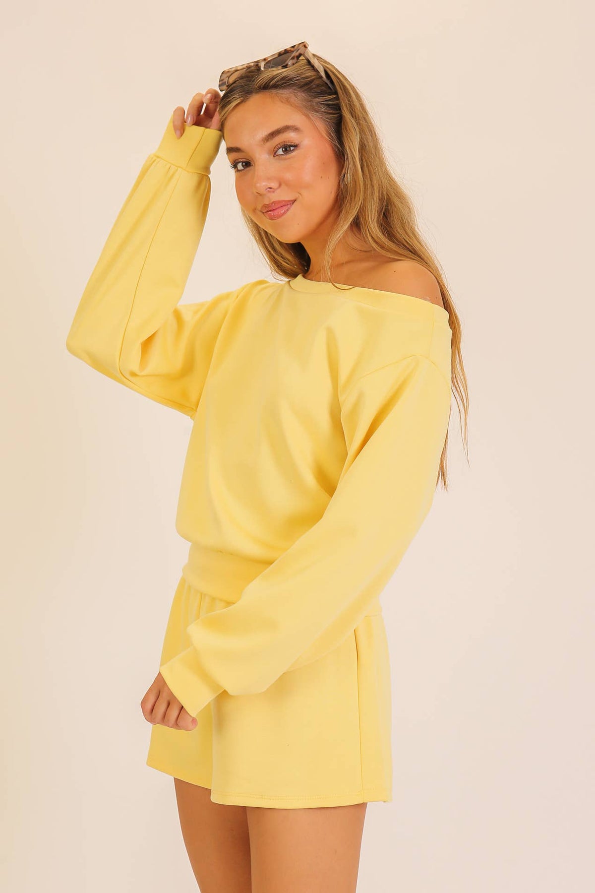 Off-Shoulder Lounge Short Set