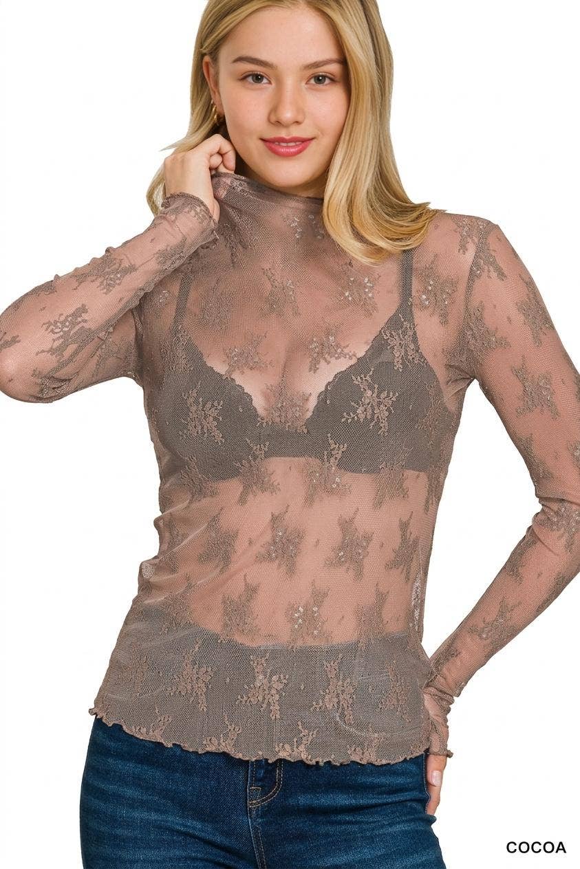 Lace See Through Layering Top Zenana