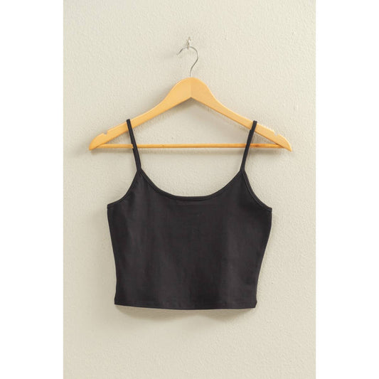 Black Basic Cropped Cami Top