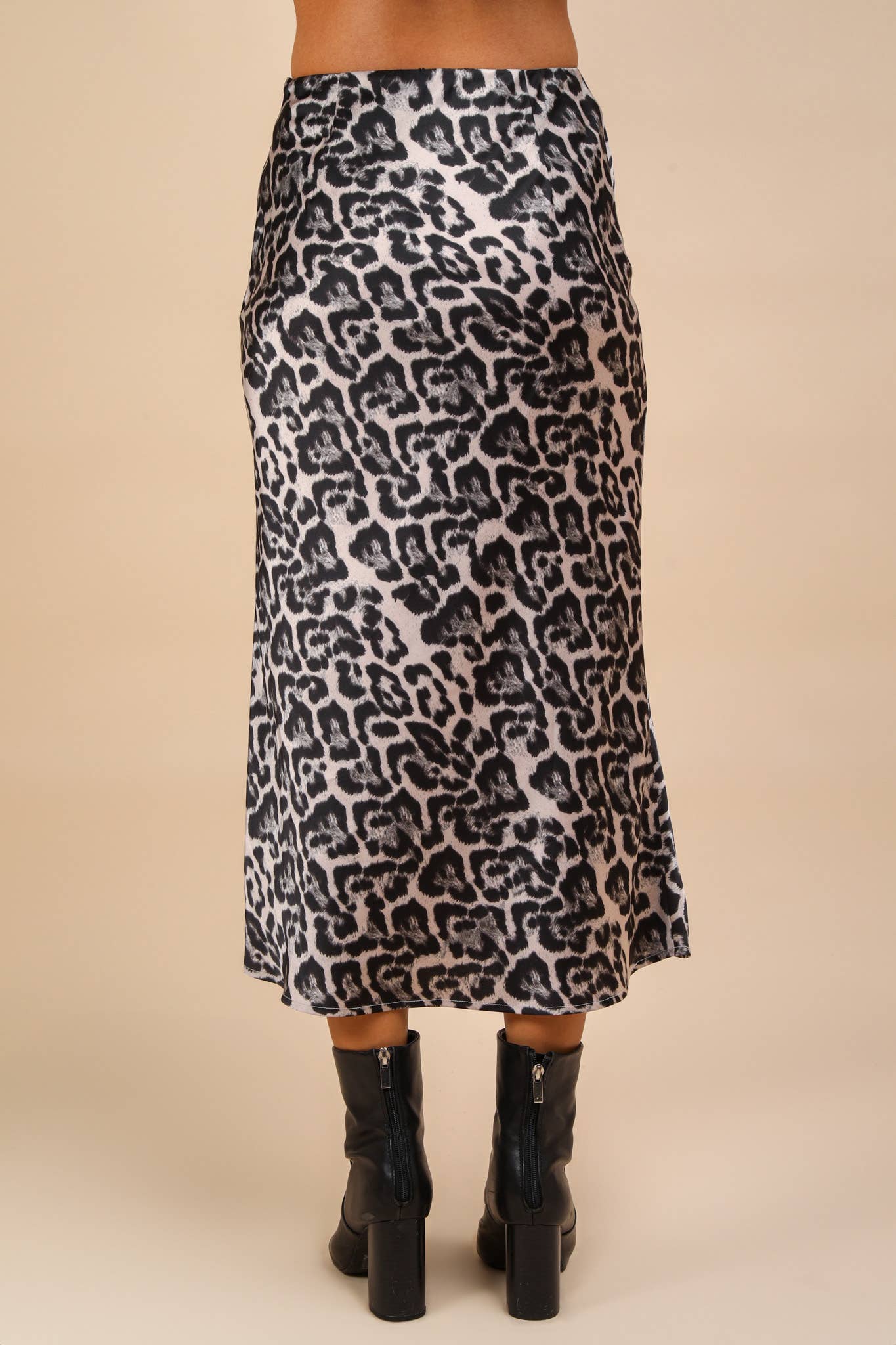 Into The Night Satin Leopard Midi Skirt