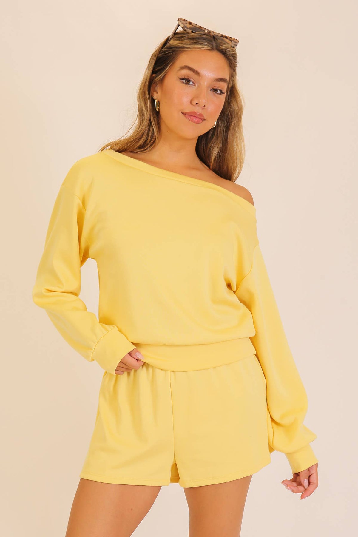 Off-Shoulder Lounge Short Set