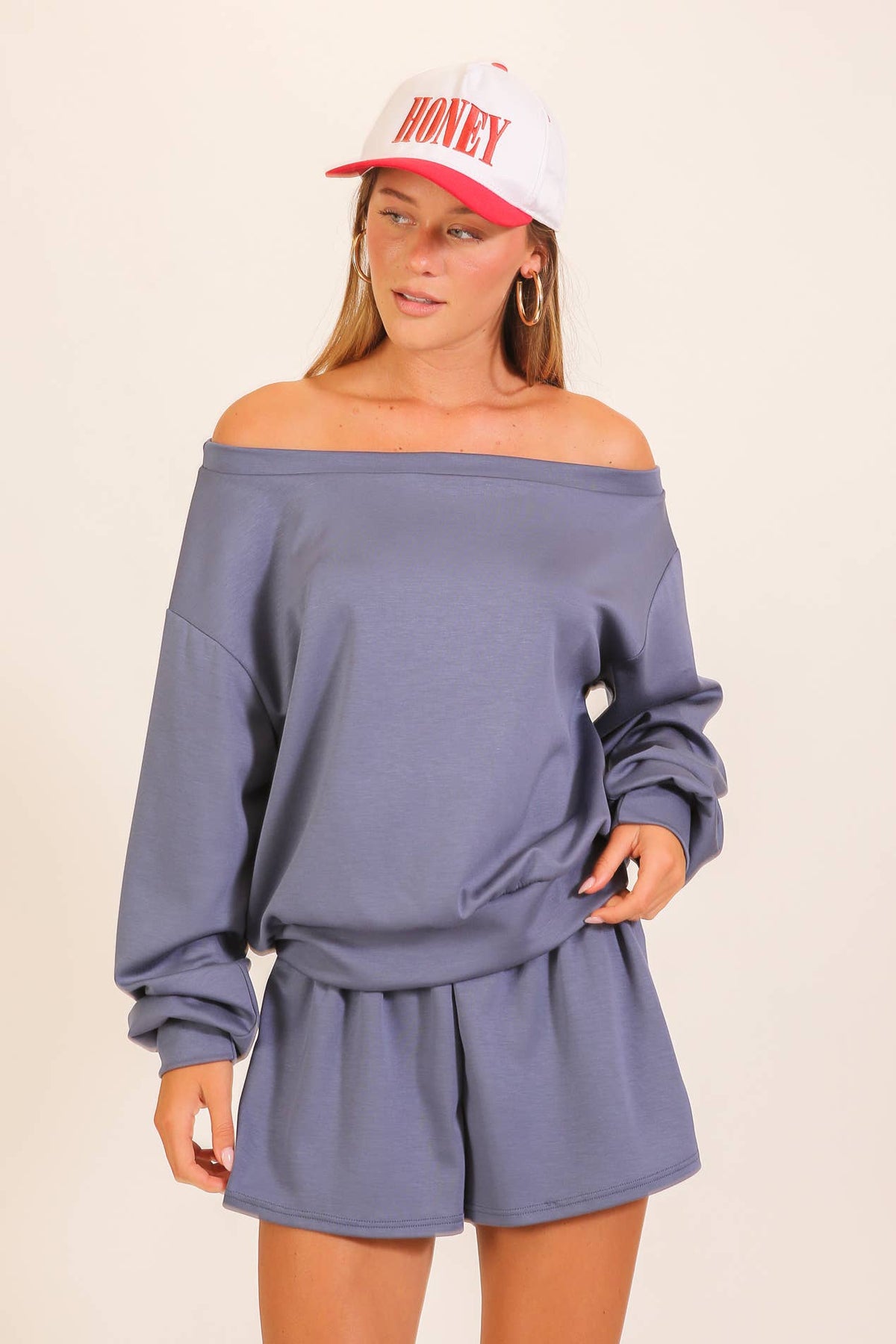 Off-Shoulder Lounge Short Set