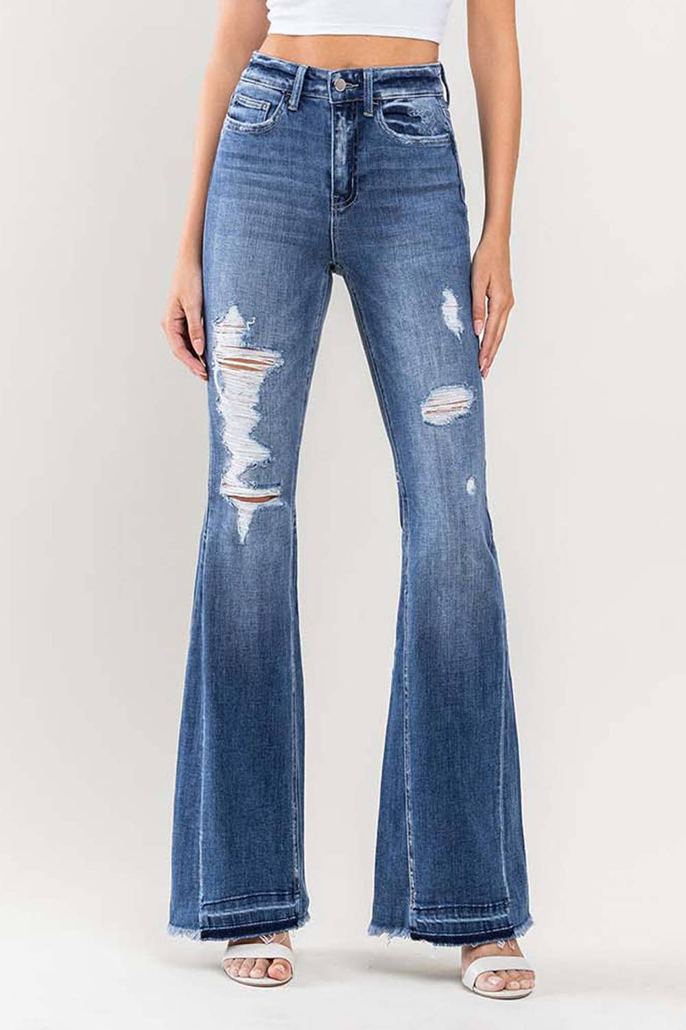 Flying Monkey Farewell High Rise Distressed Flare Jeans