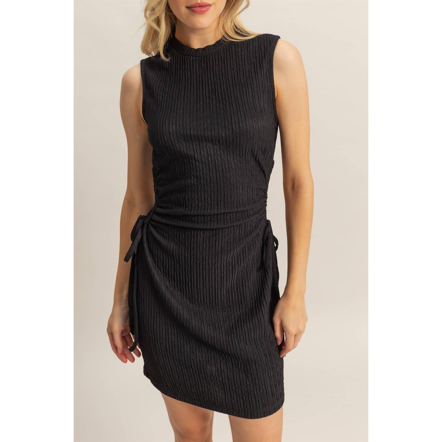 Ruched Cutout Mini Sleeveless Dress