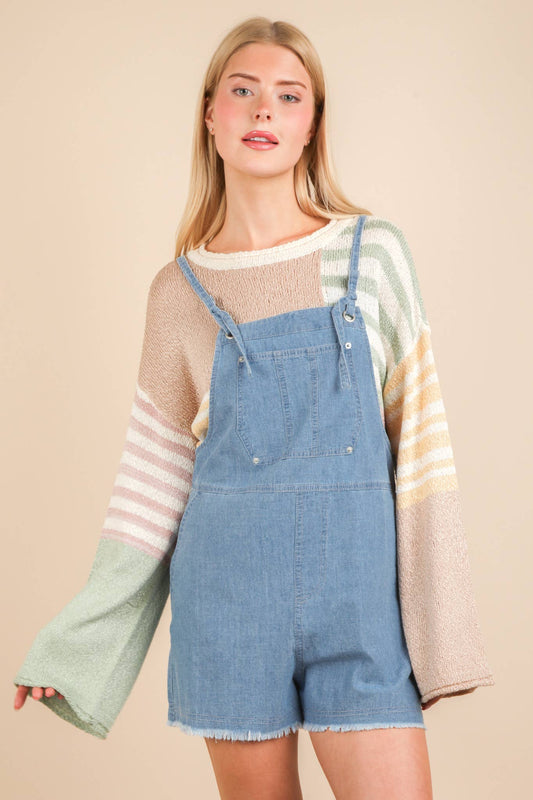 Mineral Washed Denim Casual Romper