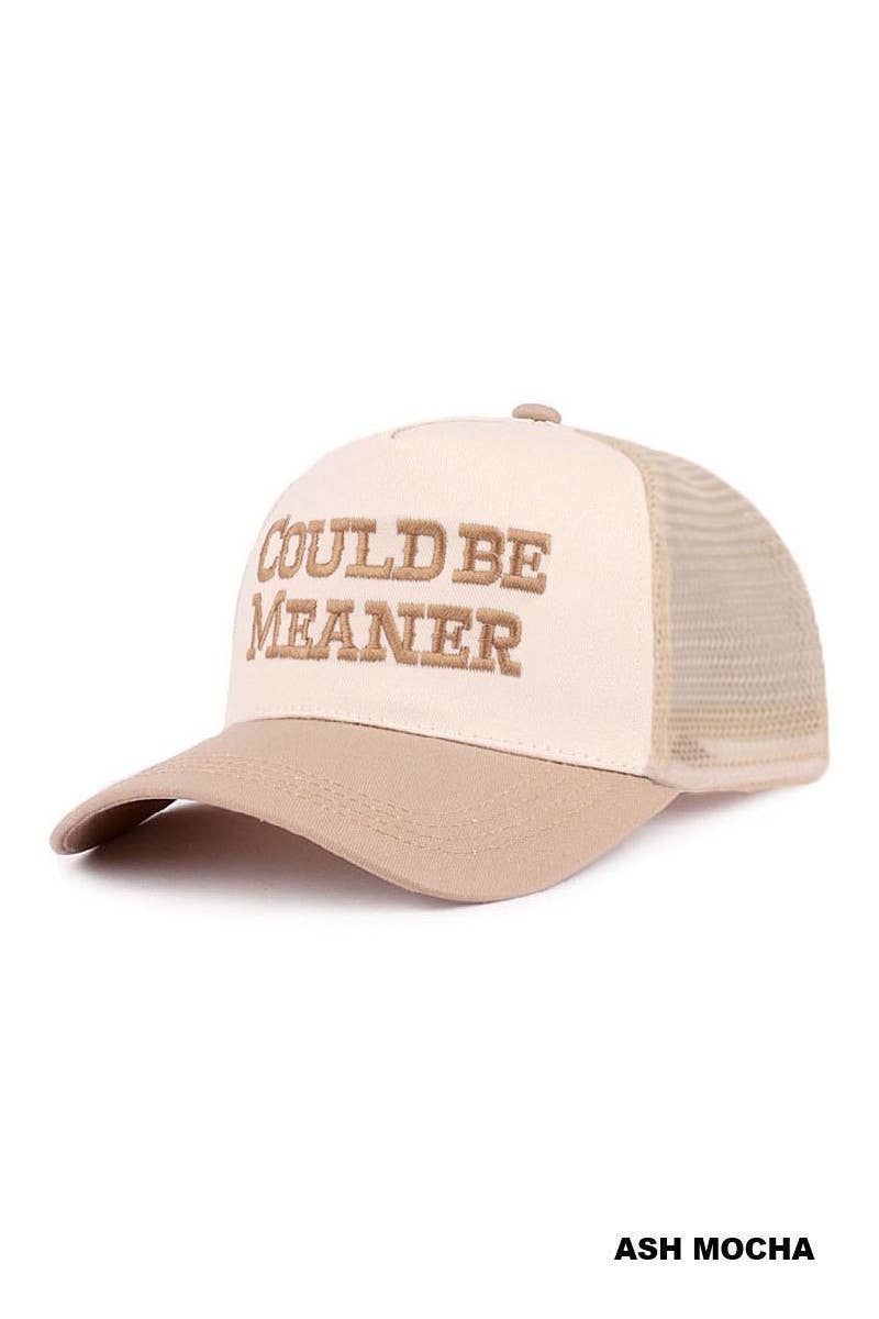 Could Be Meaner Two Tone Mesh Snapback Hat  Zenana Consgt.