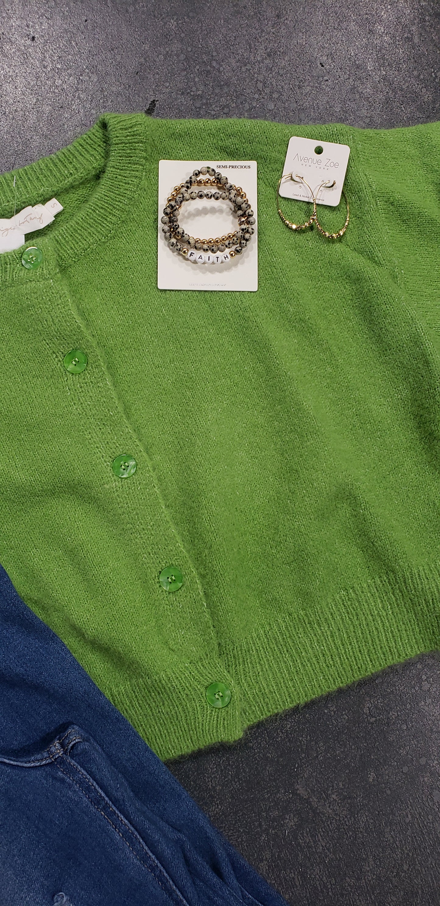 True To You Green Sweater